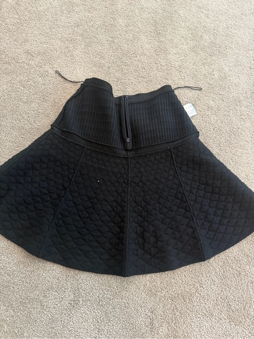 CHANEL Black Quilted Drop Waist Knit Skirt Silver CC Globe Buttons Fits US 8 10